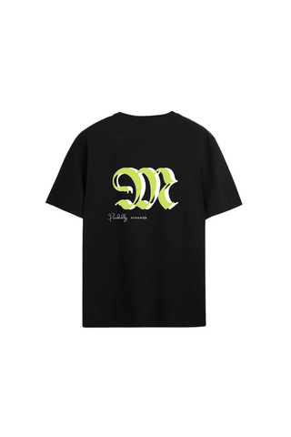 Camiseta preta 'M' unissex de algodão / verde